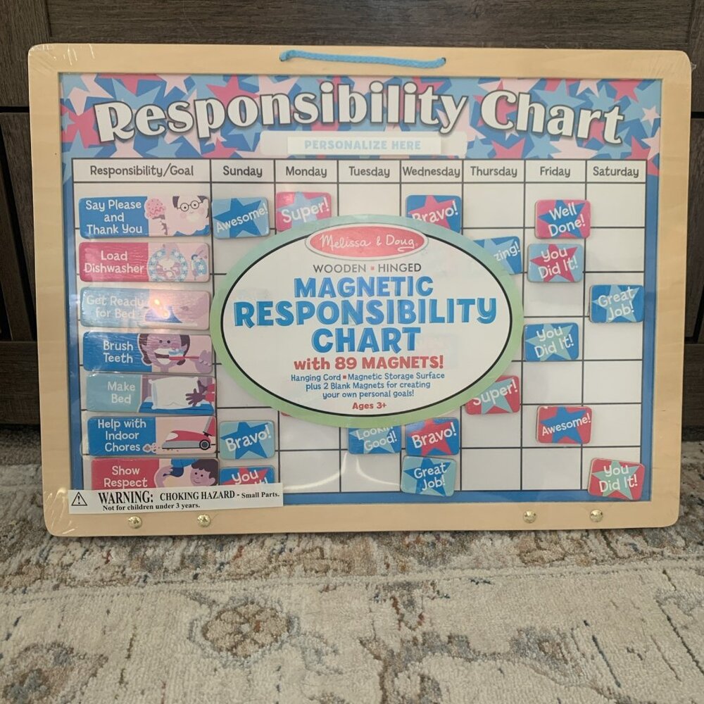 MELISSA & DOUG MAGNETIC RESPONSIBILITY CHART CALENDAR WOODEN HINGED BRAND NEW